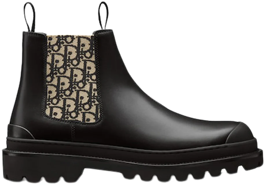 Dior Explorer Chelsea Boot Black Beige Black Dior Oblique Motif Men's ...