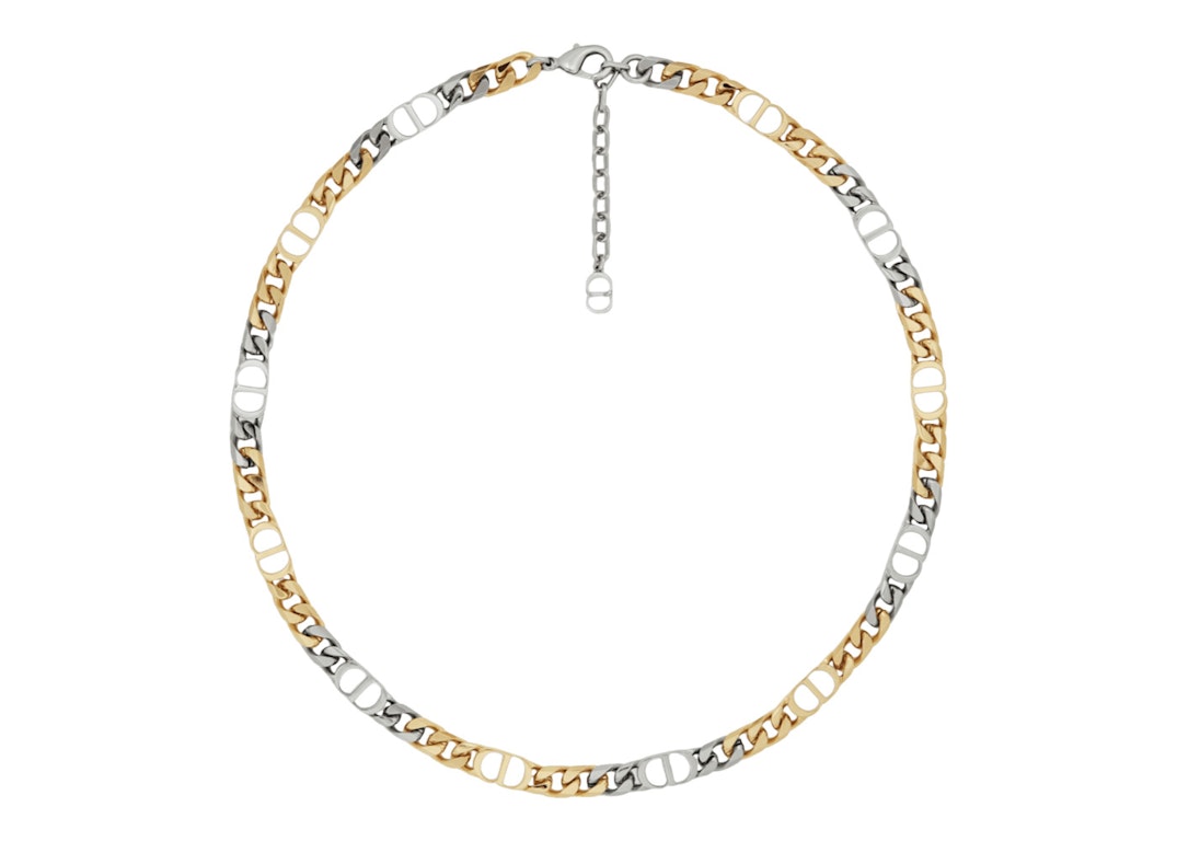 Pre-owned Dior Fine Links Collar Necklace Cd Icon Gold/silver