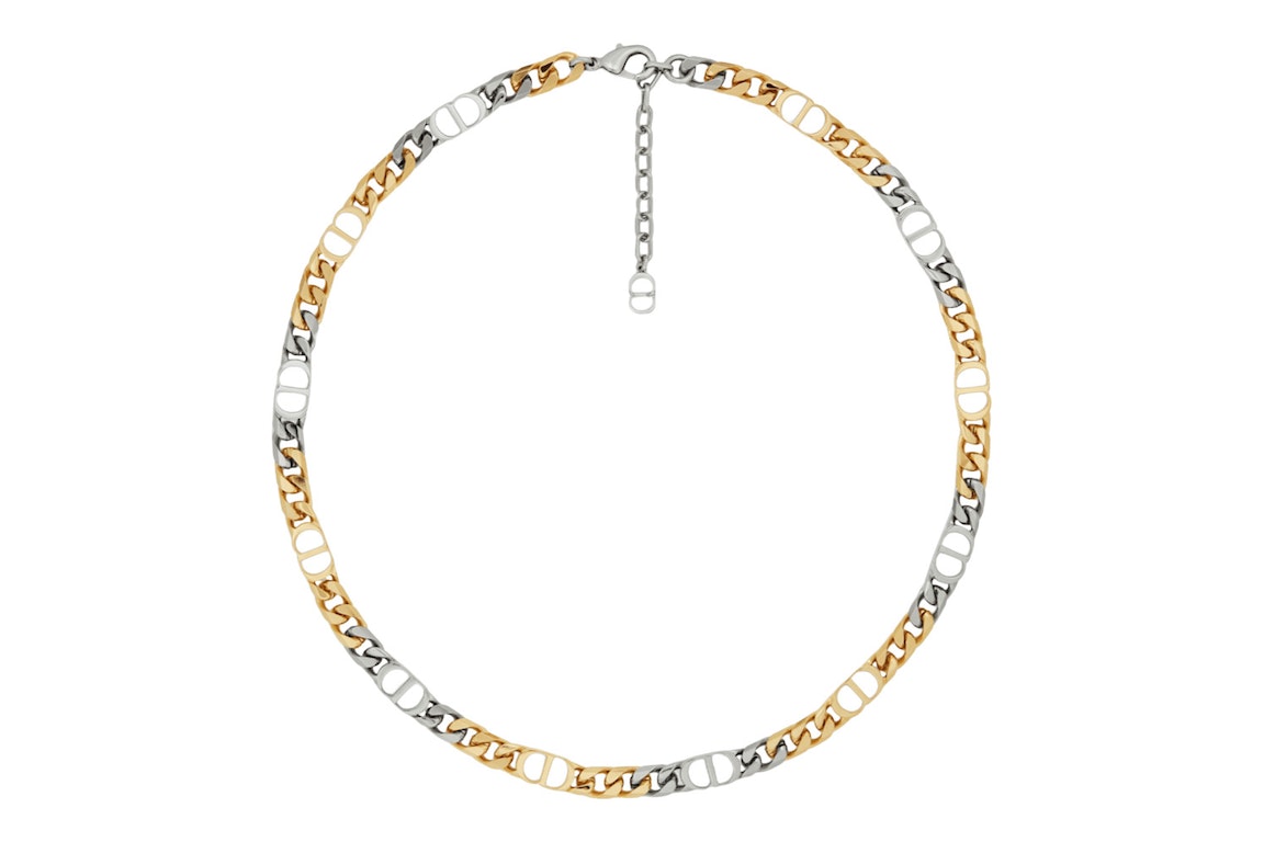 Pre-owned Dior Fine Links Collar Necklace Cd Icon Gold/silver