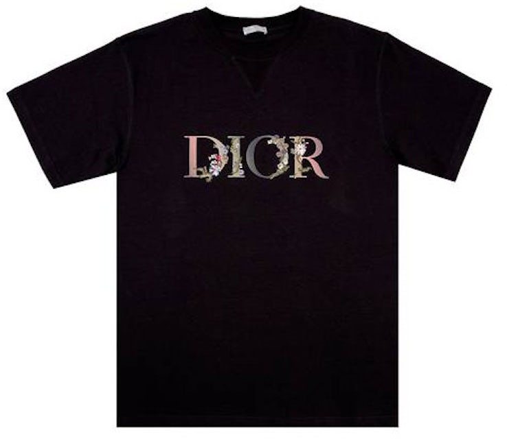 Dior Flowers Embroidered T-shirt Black Men's - SS21 - US