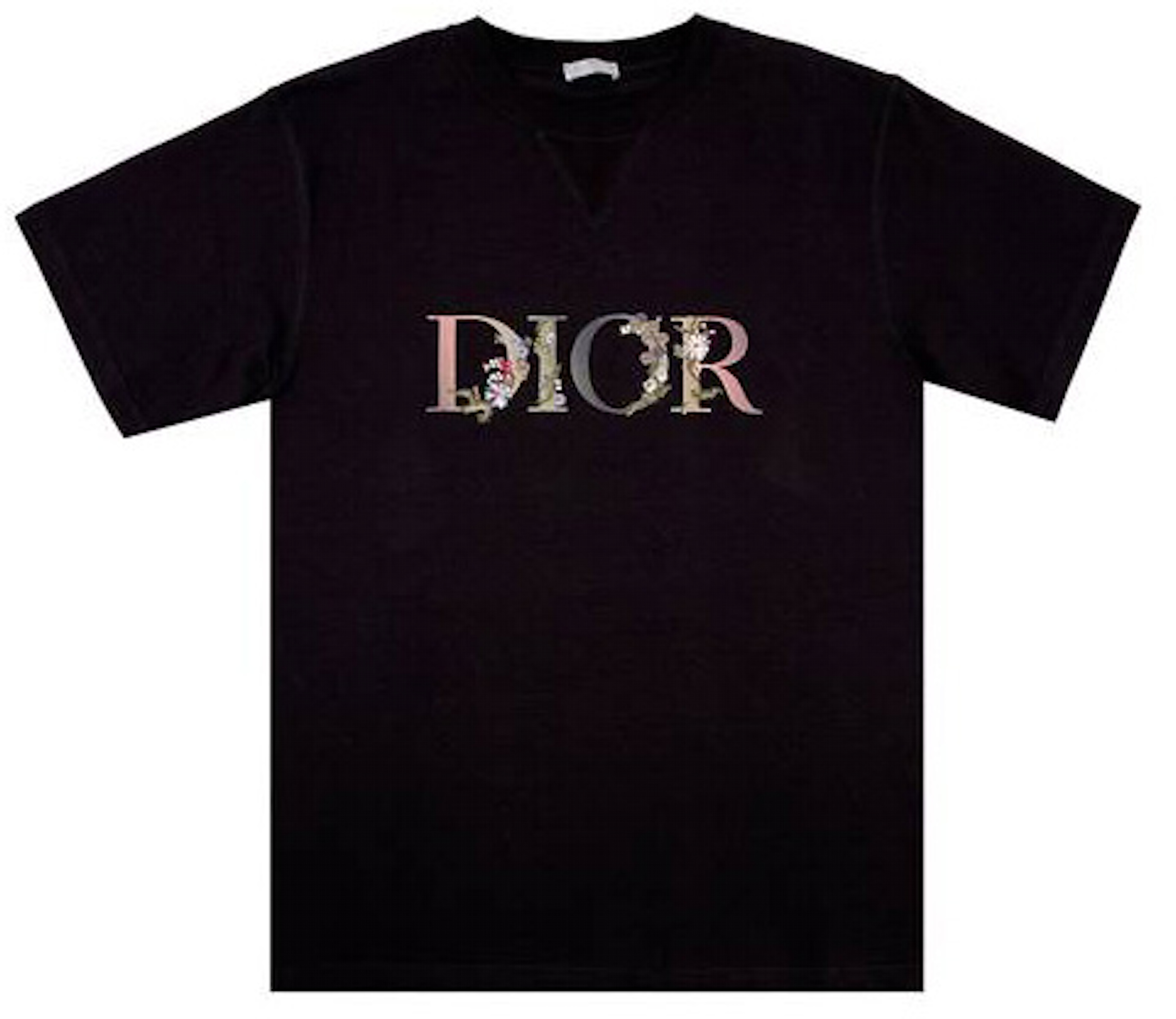 Dior Flowers Embroidered T-Shirt Black - SS21