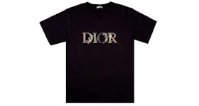 Dior Flowers Embroidered T-shirt Black