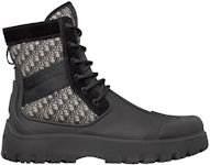 Dior Garden Lace Up Ankle Boots Black Rubber