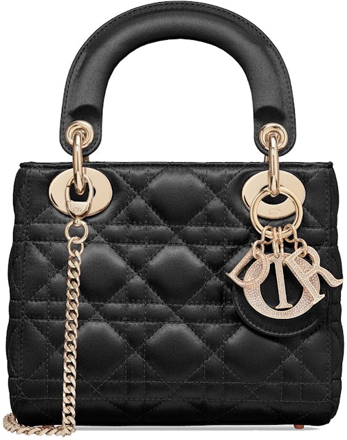 Dior Lady Dior Cannage Satin Mini Black in Cannage Satin with Light  Gold-tone - US