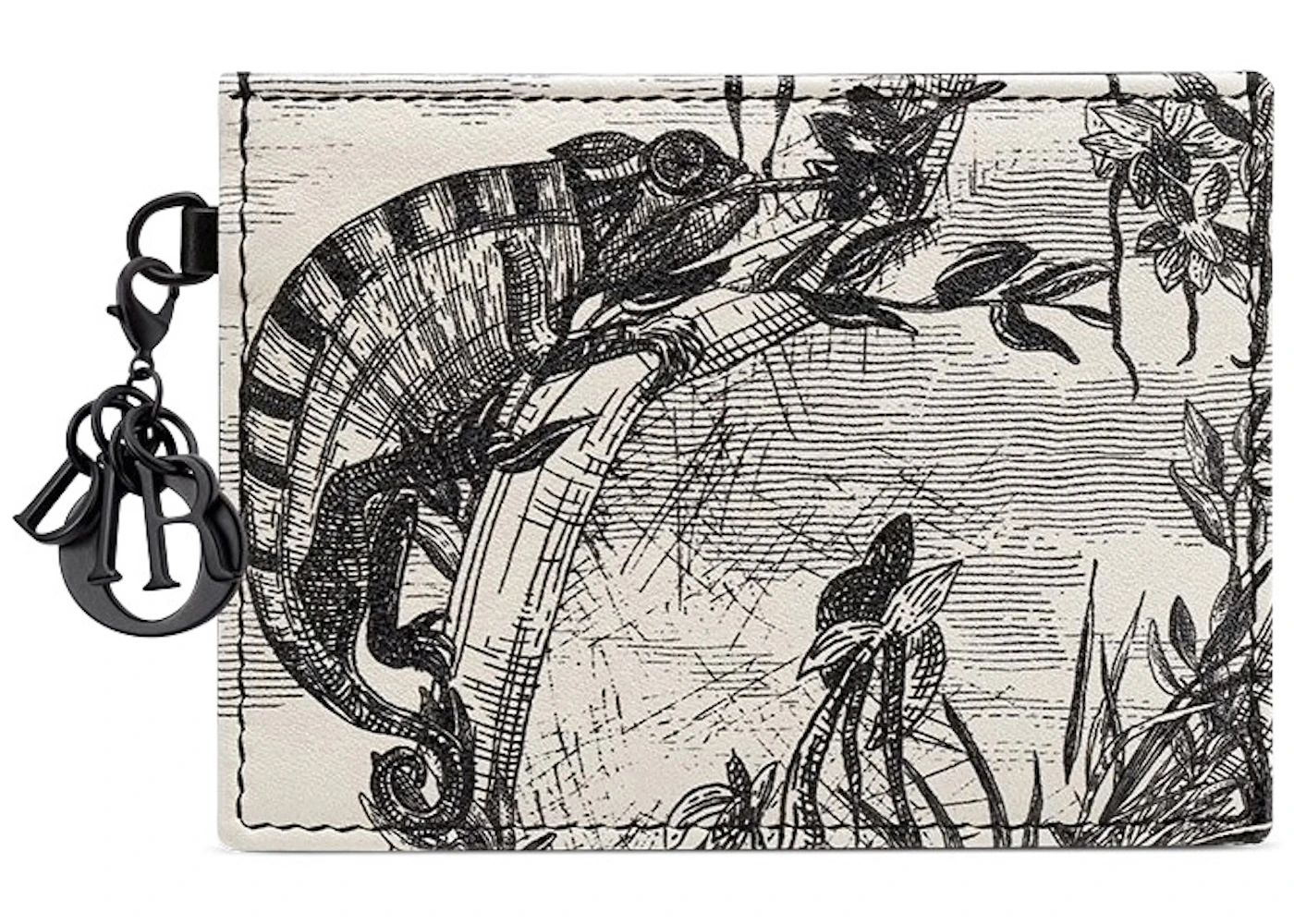 Dior Lady Dior Card Holder Toile de Jouy Carnivora White/Black in Calfskin with Matte Black - US