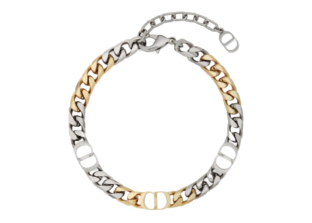 Pre-owned Dior Link Bracelet Cd Icon Gold/silver