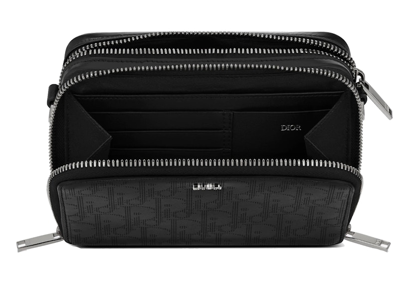 Dior Messenger Pouch Oblique Galaxy Black/Silver in Leather with Silver