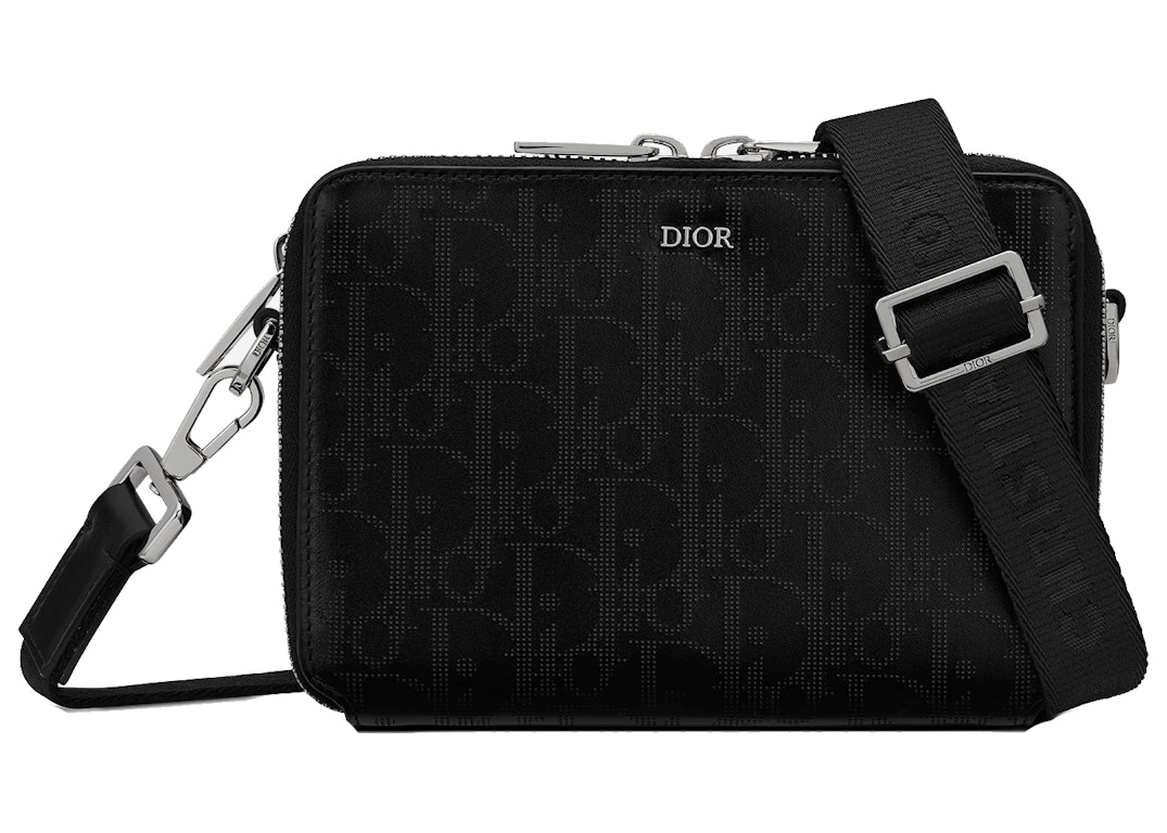 Pre-owned Dior Messenger Pouch Oblique Galaxy Black/silver