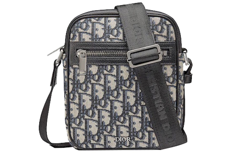 Dior - Safari Bag with Strap Beige and Black Dior Oblique Jacquard - Men