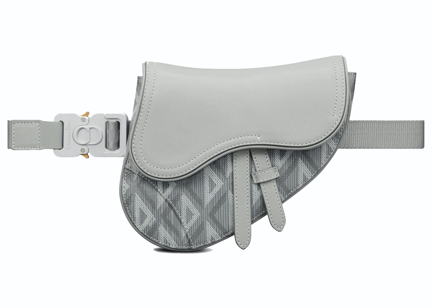 Dior Mini Saddle Bag Gray in Diamond Canvas/Smooth Calfskin Leather with  Silver-tone - US