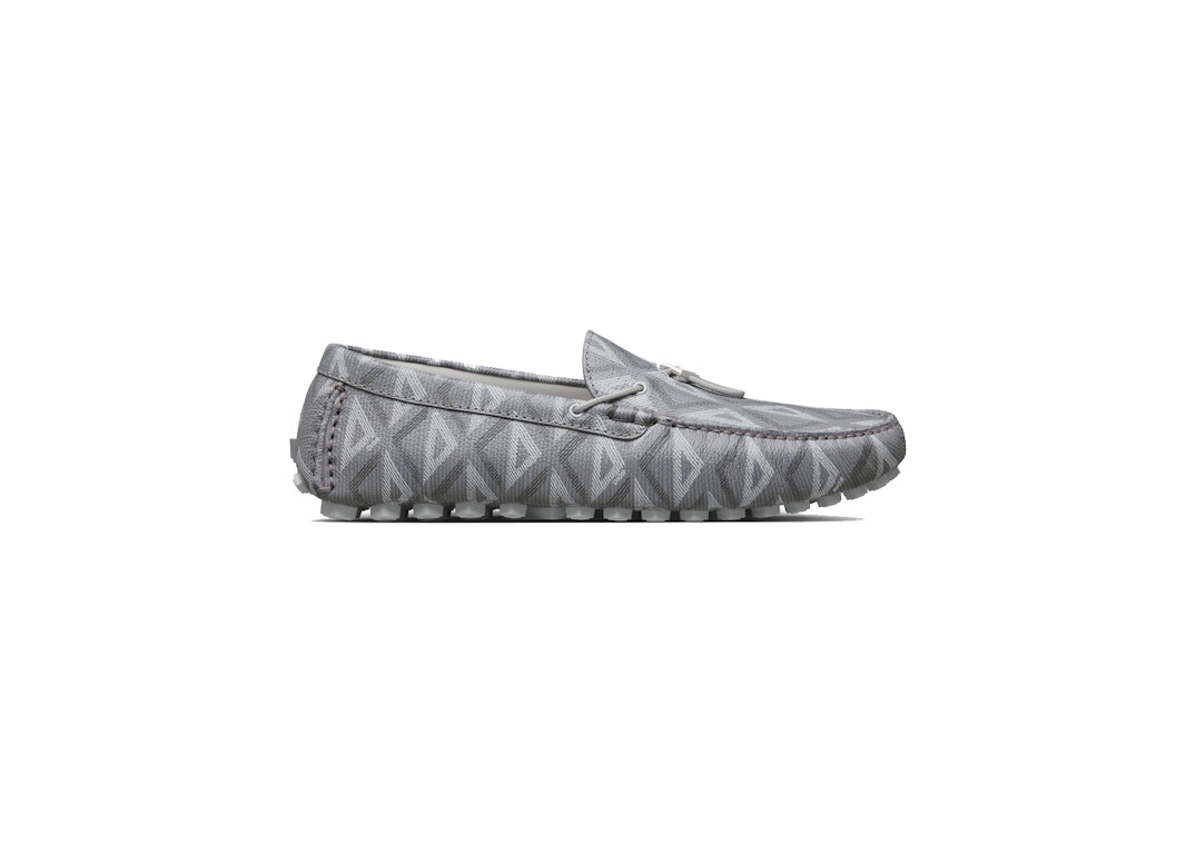 Pre-owned Dior Mocassin Grey Cd Diamond Leather