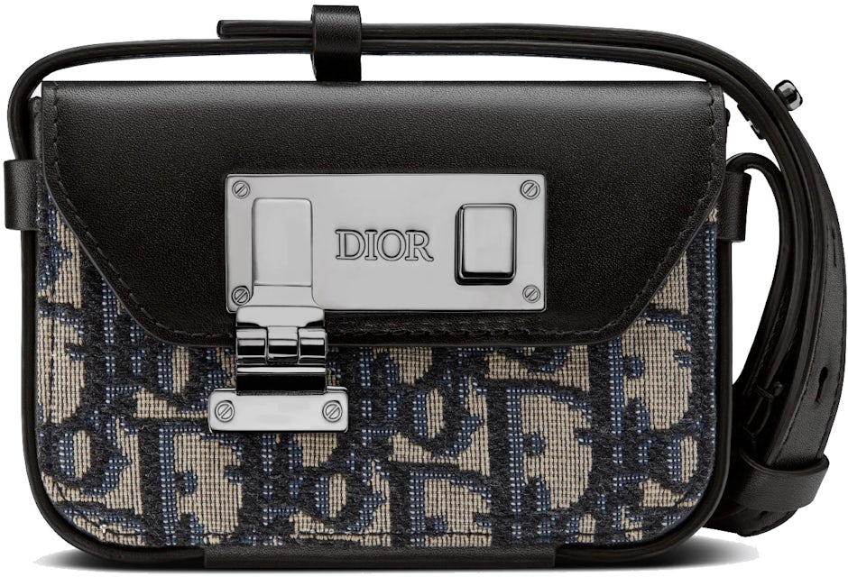 Dior Nano Pouch Oblique Galaxy Beige/Black in Canvas/Leather with  Ruthenium-finish Brass - US