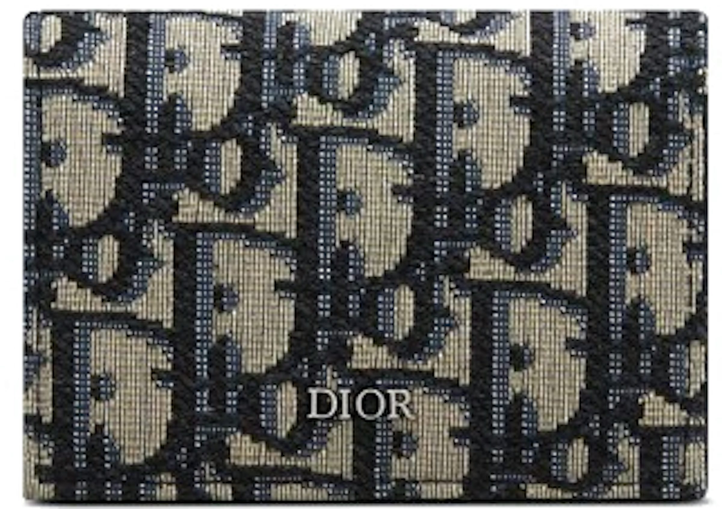 Dior Oblique Business Card Holder Jacquard Beige in Jacquard with  Silver-tone - US