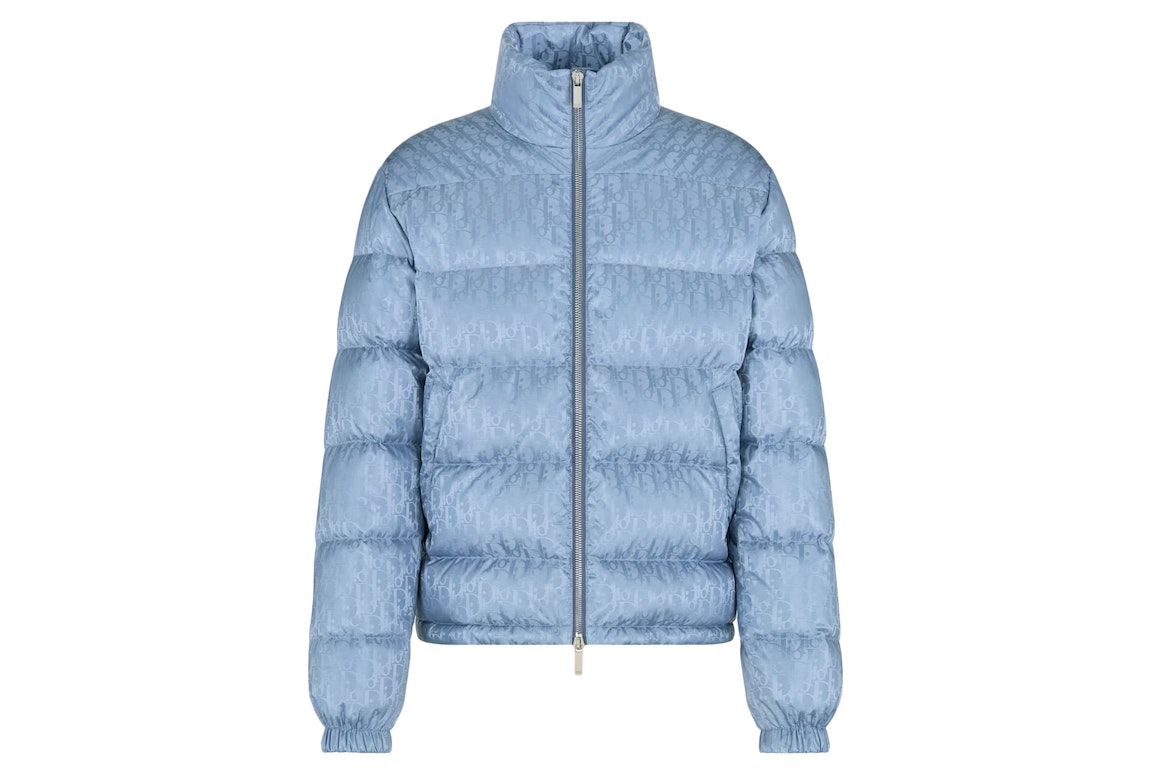 Pre-owned Dior Oblique Down Jacket Blue Technical Jacquard