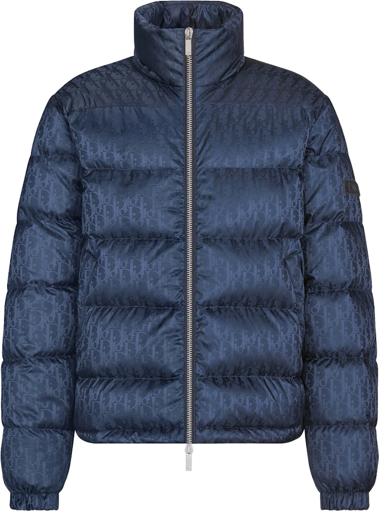 Dior Oblique Down Jacket Navy Blue Technical Jacquard