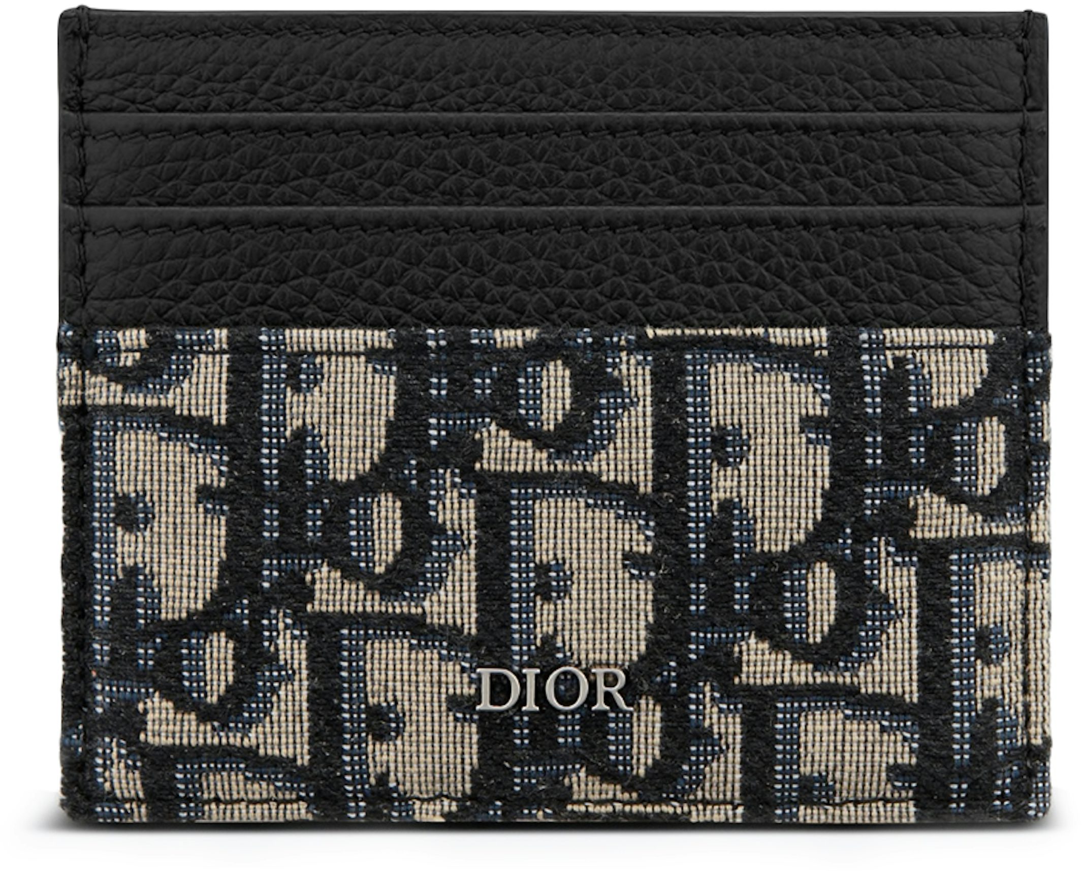 Dior Oblique Business Card Holder Jacquard Beige in Jacquard with