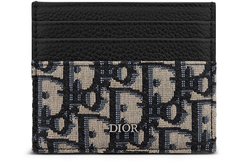 Dior Oblique Jacquard (6 Slot) Card Holder Beige Black in Grained
