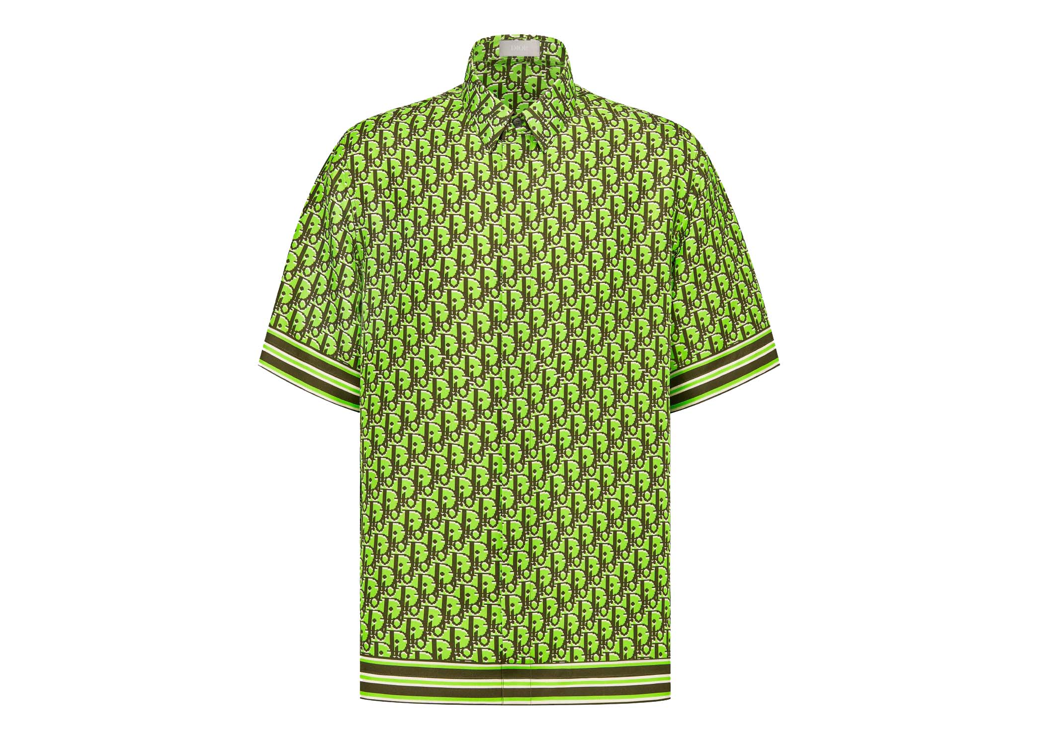 Dior Oblique Pixel Short-Sleeved Shirt Fluorescent Green/Khaki ...