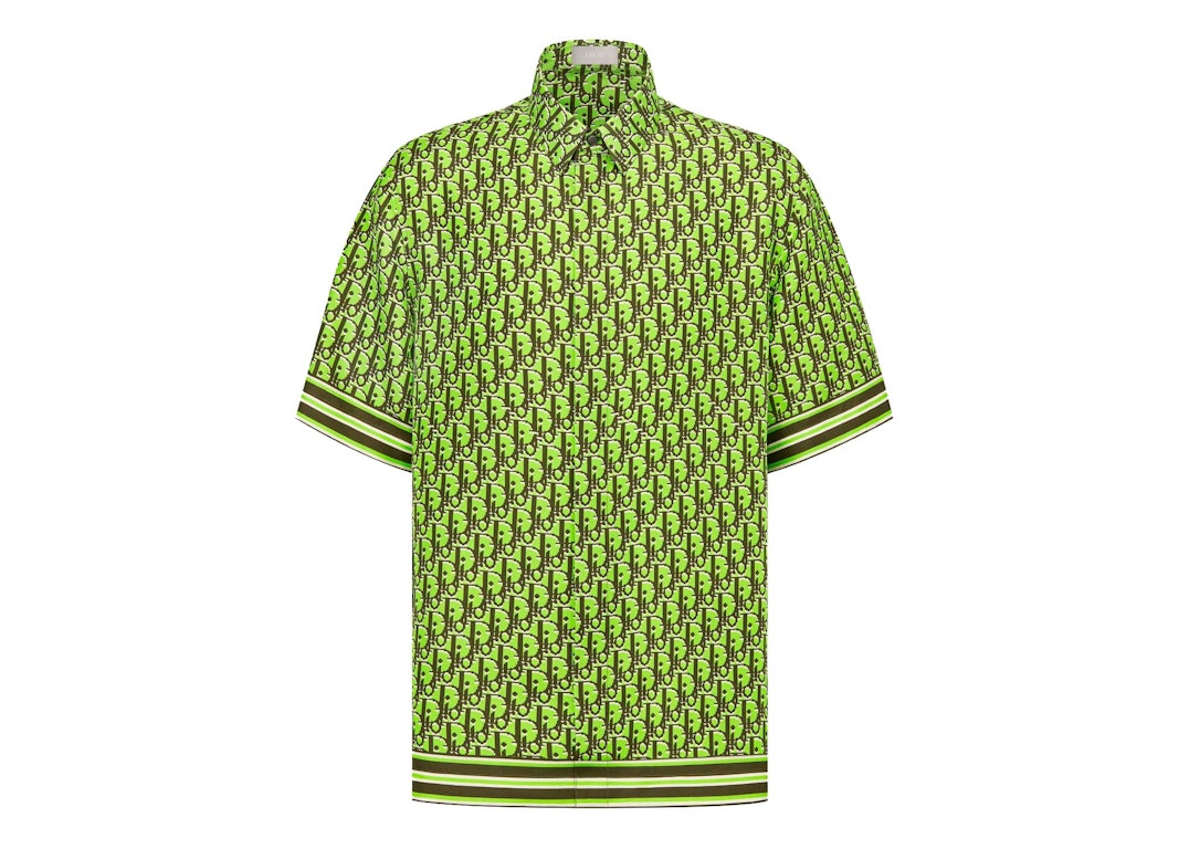 Pre-owned Dior Oblique Pixel Short-sleeved Shirt Fluorescent Green/khaki