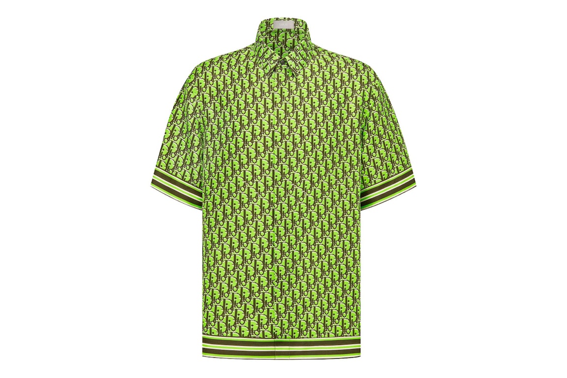 Pre-owned Dior Oblique Pixel Short-sleeved Shirt Fluorescent Green/khaki