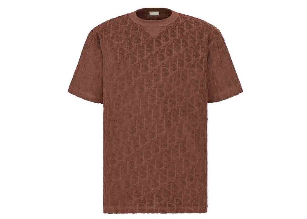 Pre-owned Dior Oblique Relaxed Fit T-shirt Brown Terry Cotton Jacquard