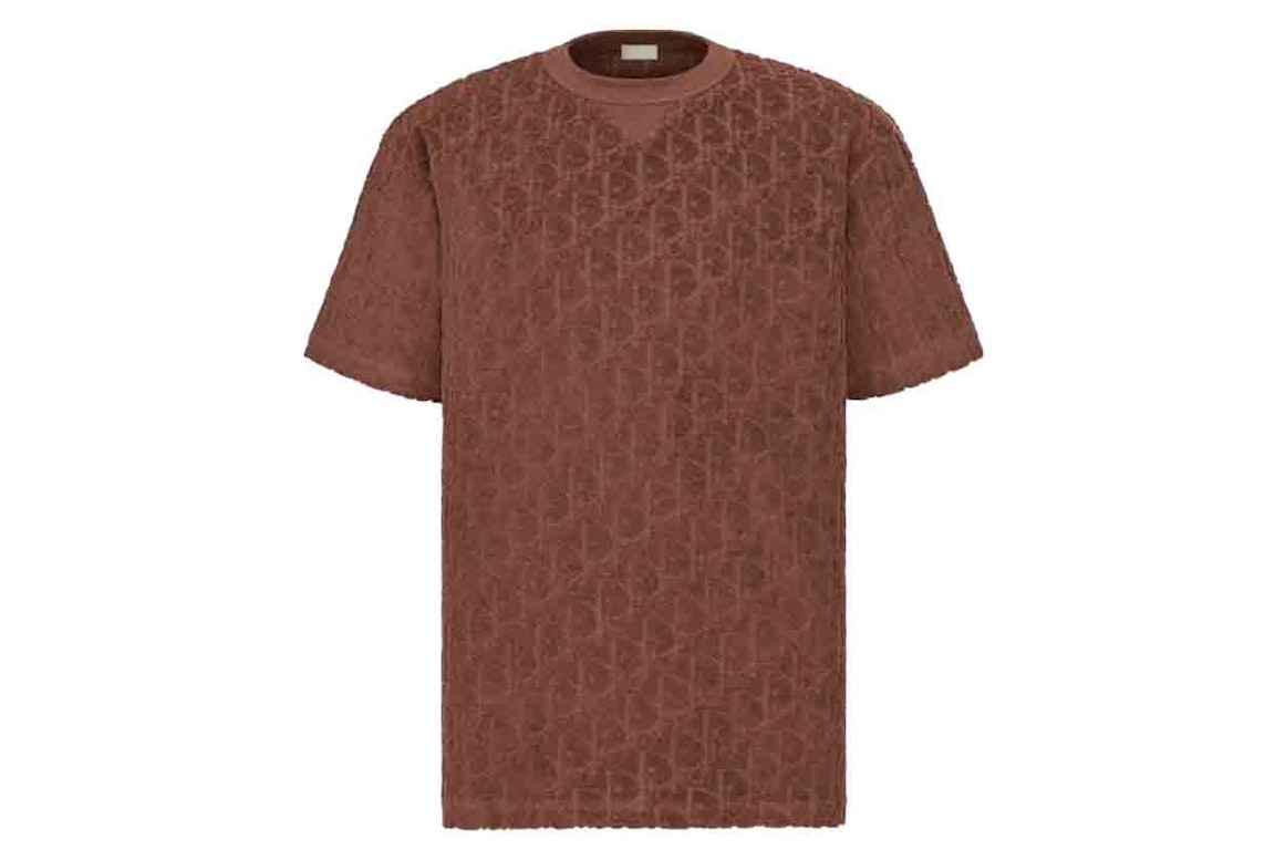 Pre-owned Dior Oblique Relaxed Fit T-shirt Brown Terry Cotton Jacquard