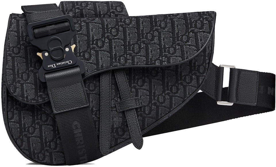 Dior Saddle Belt Bag Oblique Jacquard Beige/Black in Jacquard