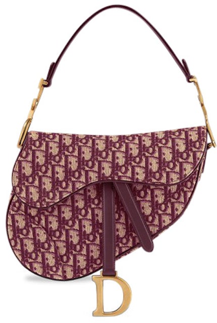 Dior Oblique Saddle Bag Burgundy in Canvas with Gold-tone - US