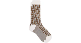 Dior Oblique Socks White/Brown Jacquard