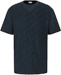 Dior Oversized Oblique T-Shirt Navy Blue Terry Cotton Jacquard