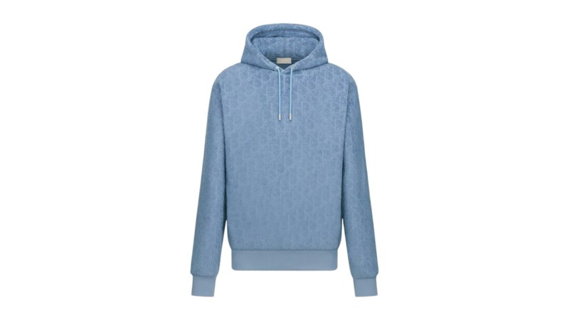 Dior Pattern Jacquard Oversized Hoodie Blue
