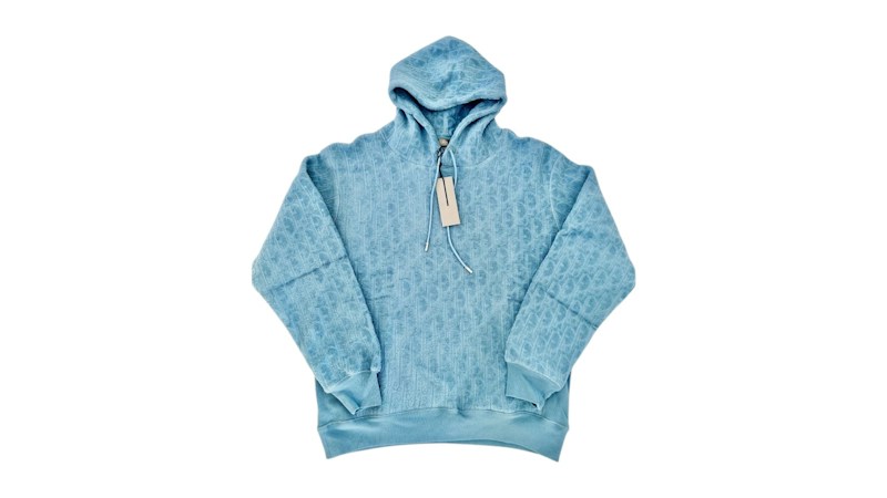 Dior Pattern Jacquard Oversized Hoodie Blue