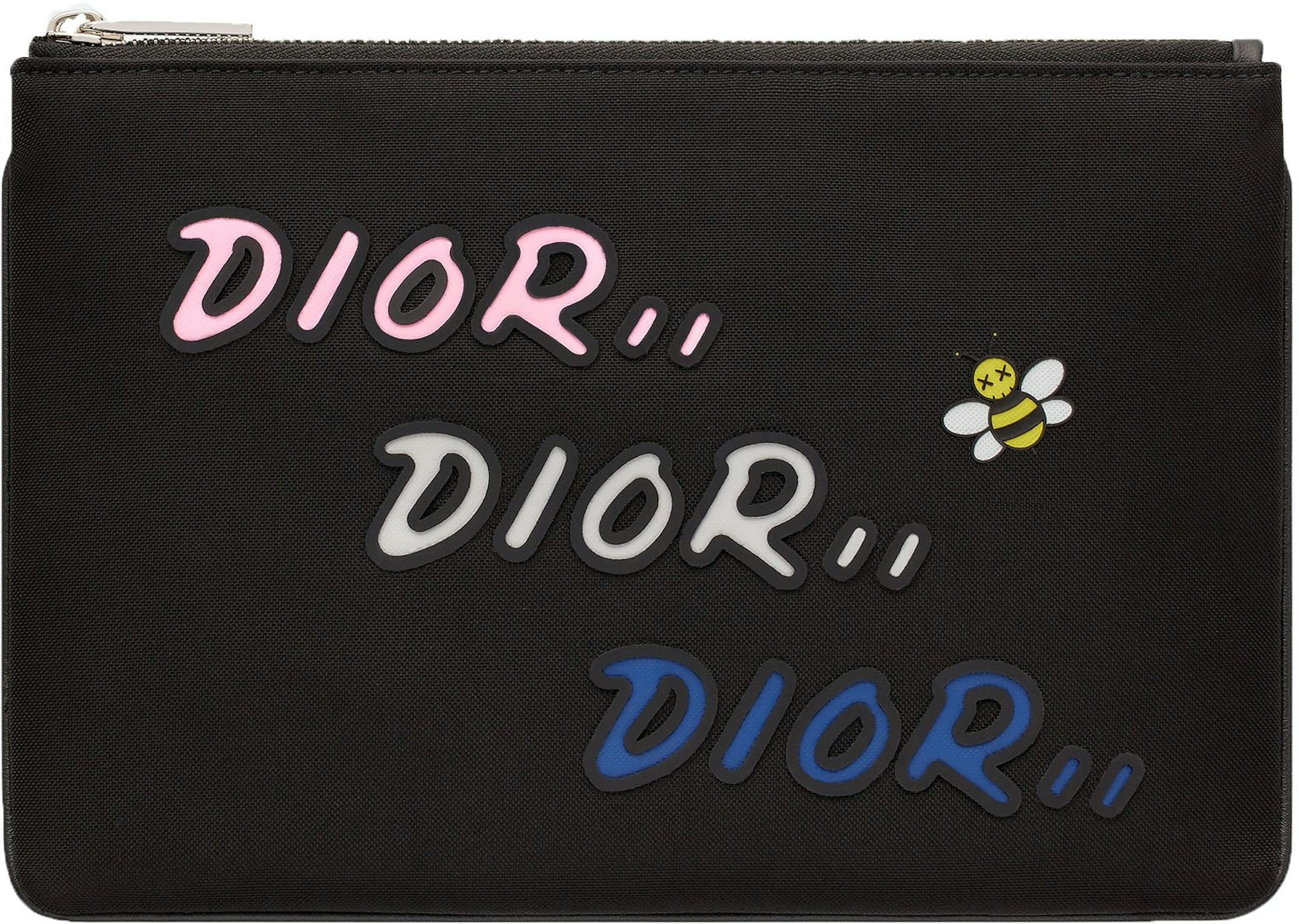Dior x Kaws Card Holder Yellow Bees Black in Calfskin - US