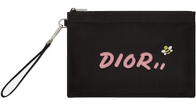Dior x Kaws Pouch Pink Logo Nylon Black