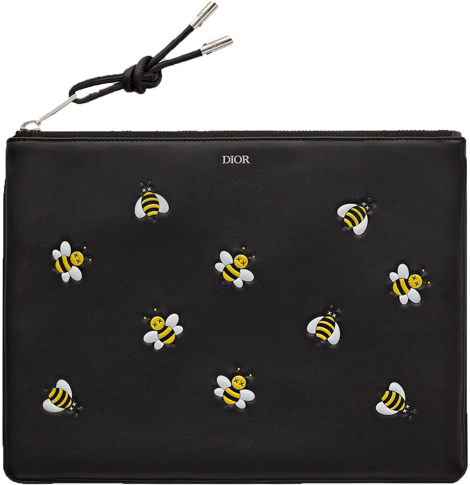 Black Dior Dior x Kaws Bees Zip Around Wallet