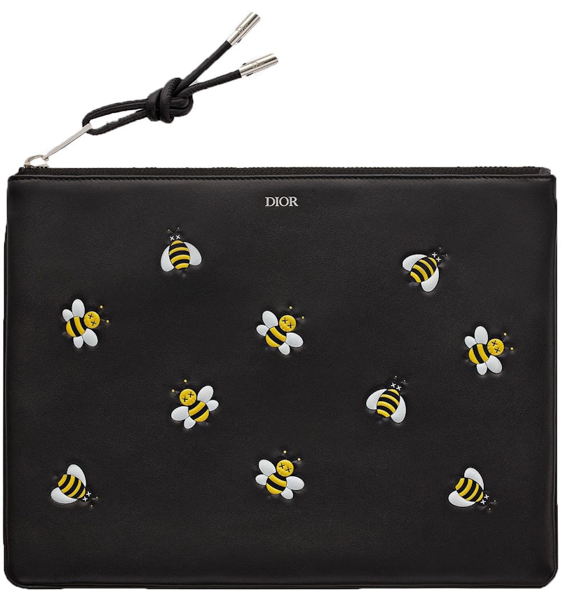 Dior x KAWS Pochette Jaune Bees Noir with Silver-tone de la