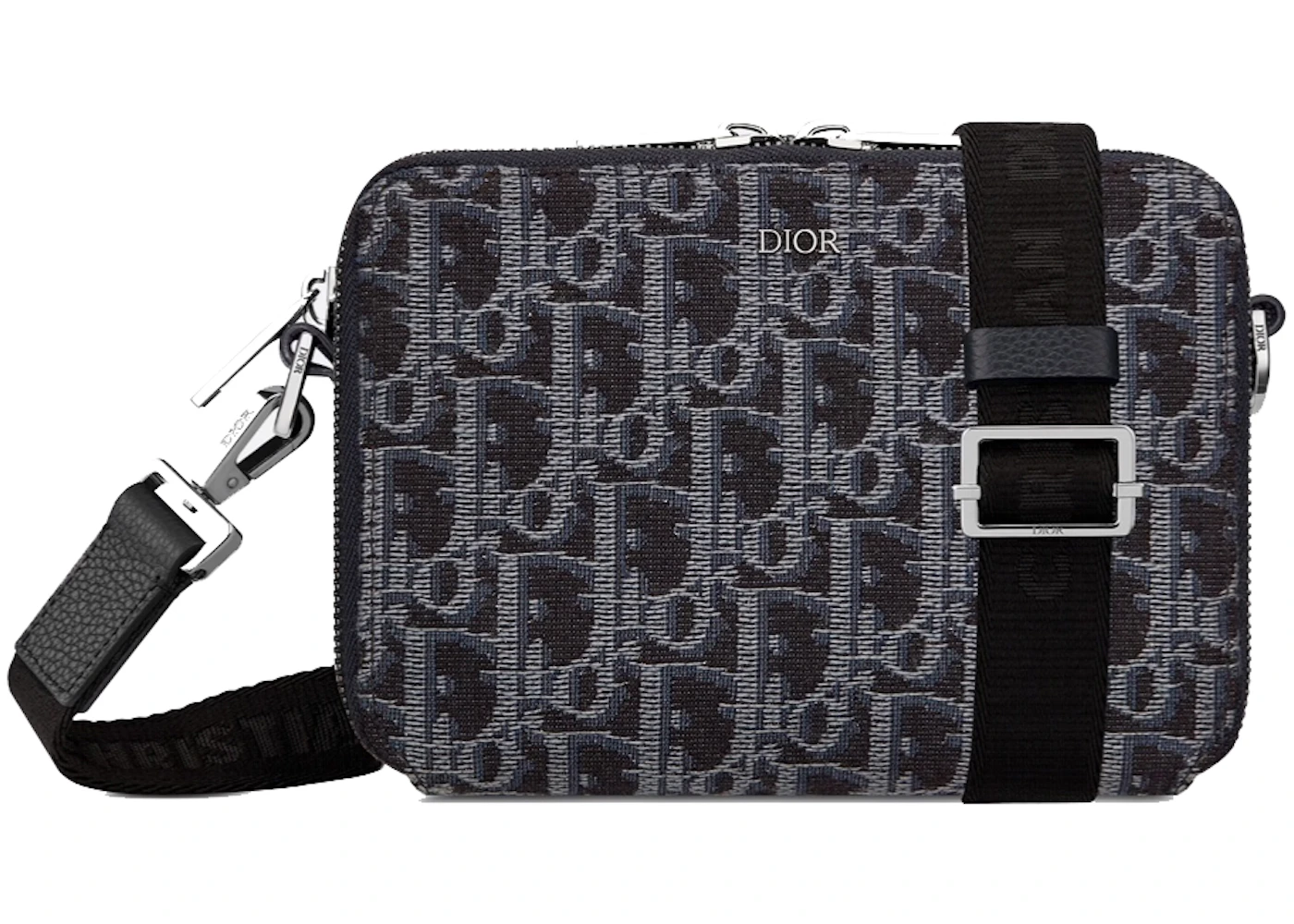 Dior Pouch with Shoulder Strap Oblique Jacquard (3 Card Slot) Blue in ...