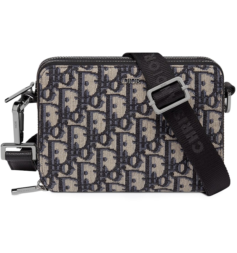 Dior Pouch with Shoulder Strap Oblique Jacquard Beige/Black in