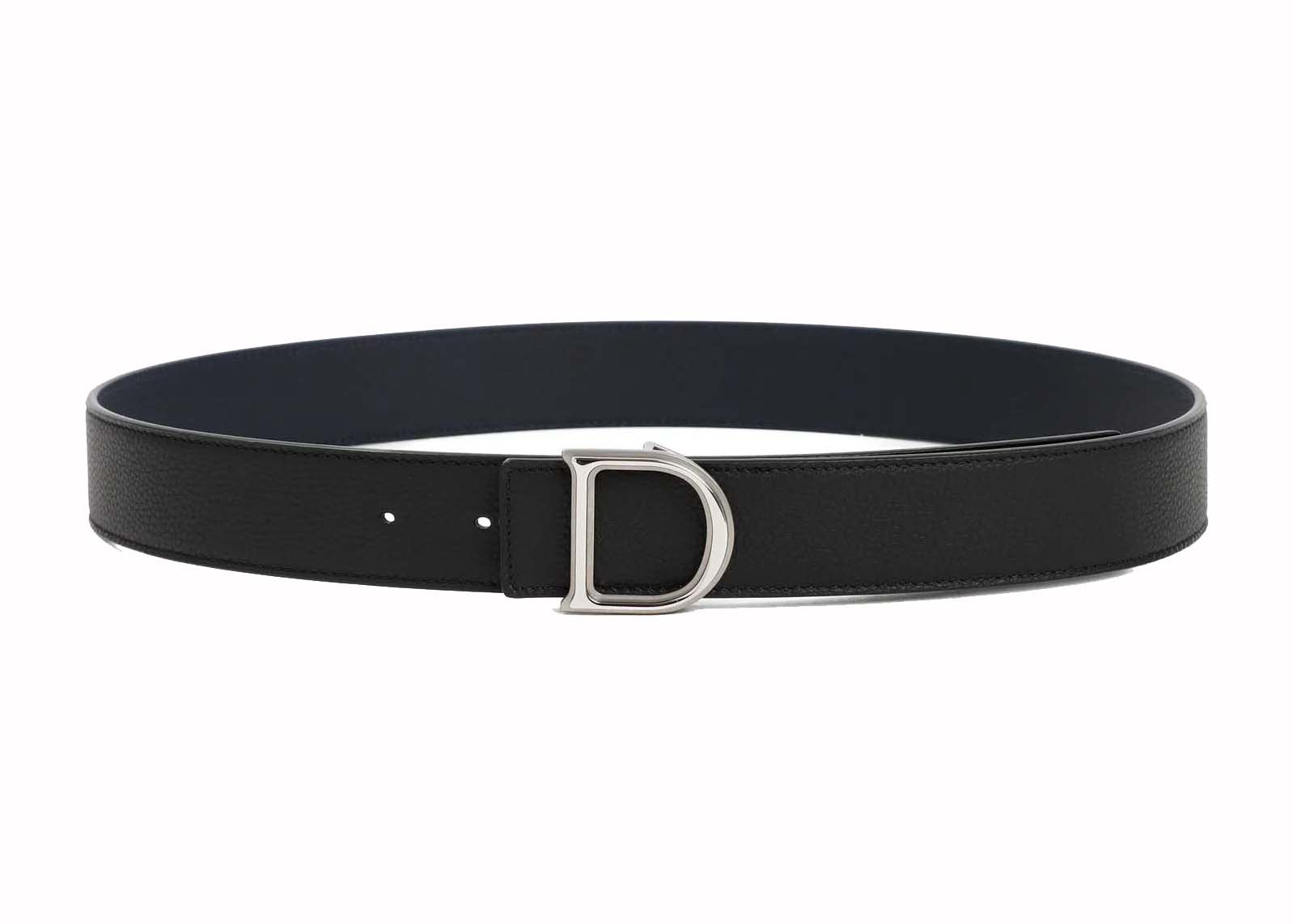 Dior Reversible 'My CD' Grained Leather Belt Black/Navy