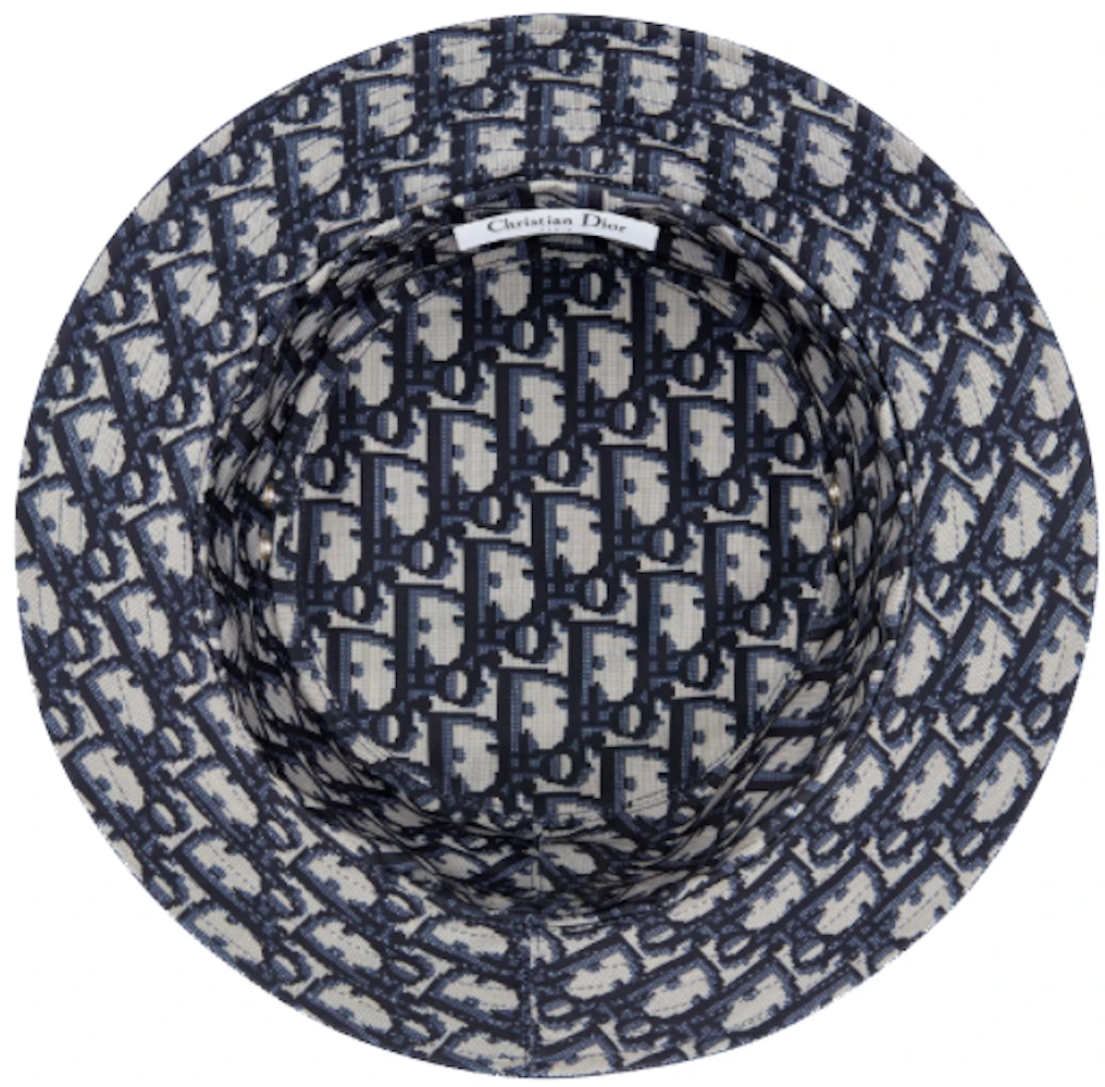 Christian Dior Teddy D Bucket Hat Cannage Embroidered Velvet Blue 2019633