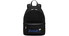 Dior x Kaws Rider Backpack Blue Logo Nylon Black