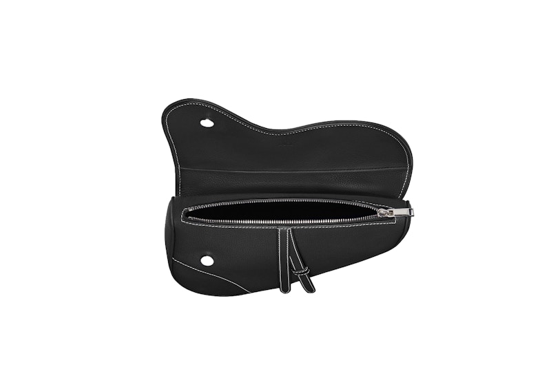 Dior Saddle Bag Black in Grained Calfskin with Silvertone US