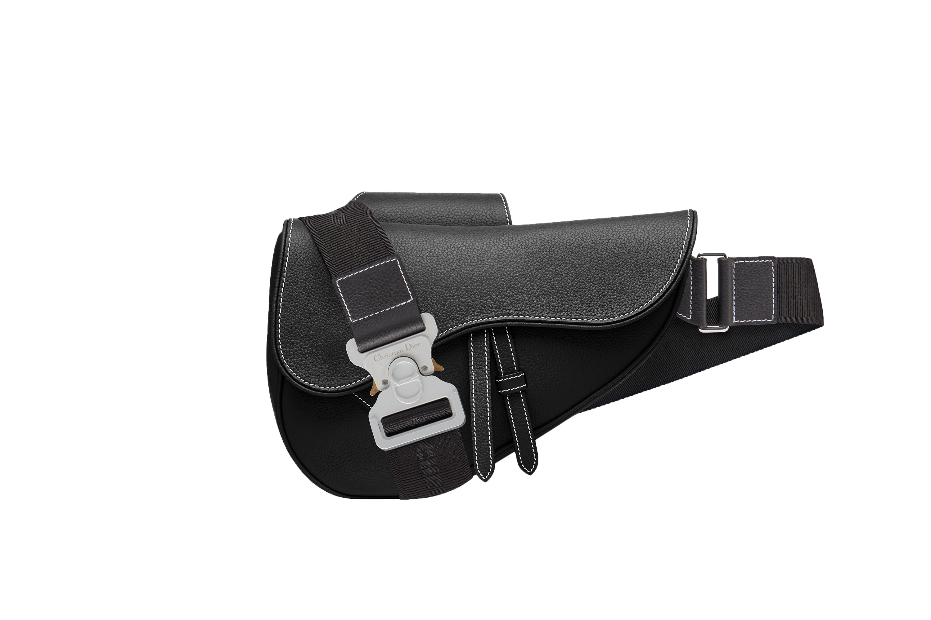 Mini Saddle Bag with Strap Beige and Black Dior Oblique Jacquard and Black  Grained Calfskin  DIOR GB