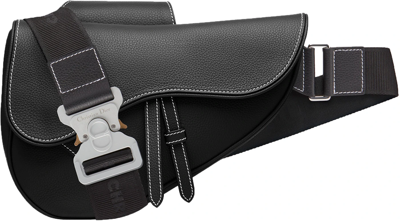 Christian Dior Leather Saddle Bag Black Silver Hardware