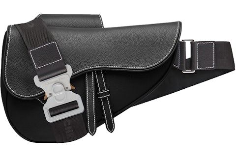 Dior Saddle Bag Black in Grained Calfskin with Silver-tone US