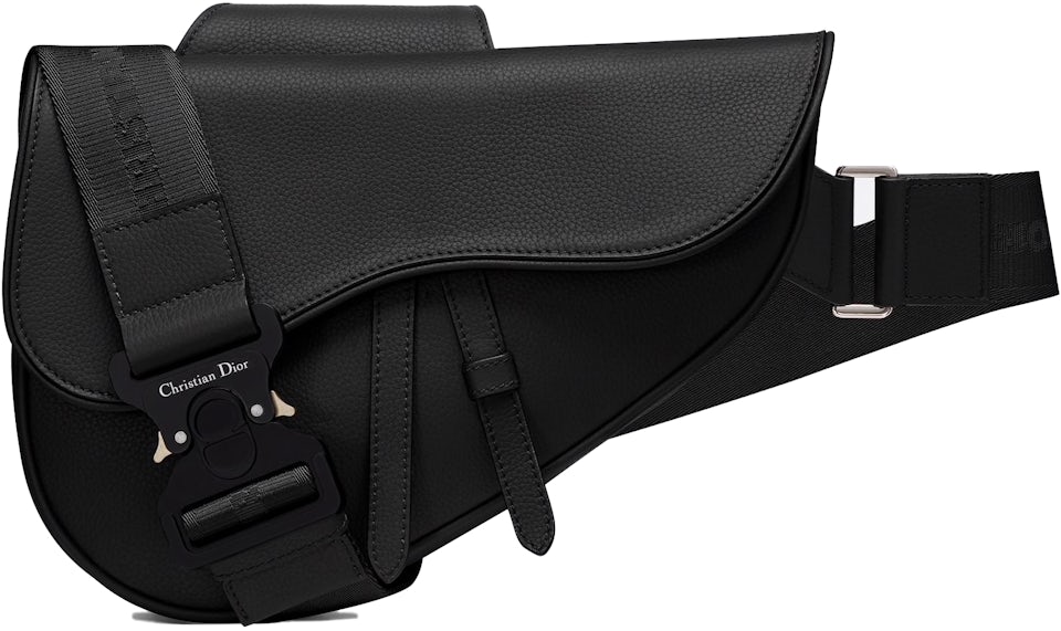 Saddle Bag with Strap Gray Grained Calfskin