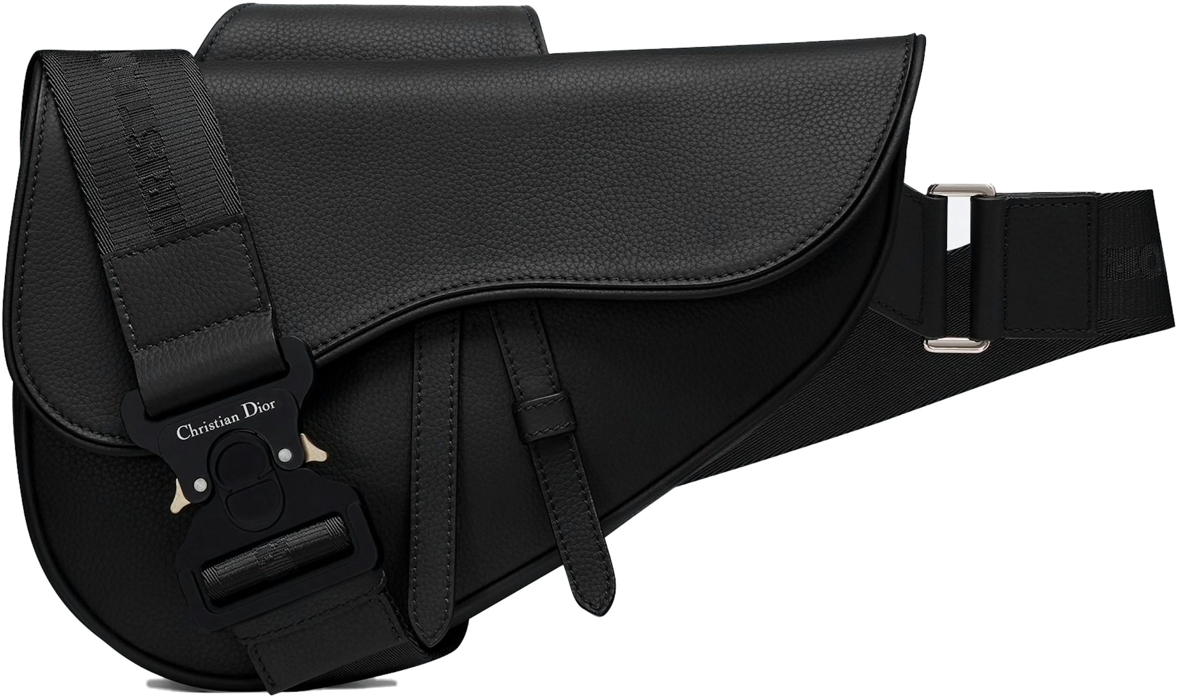 Christian Dior Saddle Bag Mini Grained Calfskin Leather Black