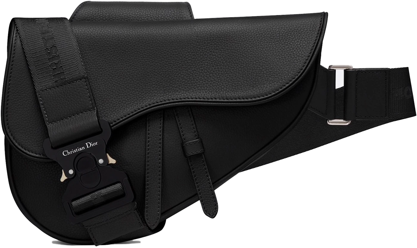 Dior - Saddle Bag with Strap Black Grained Calfskin - Women