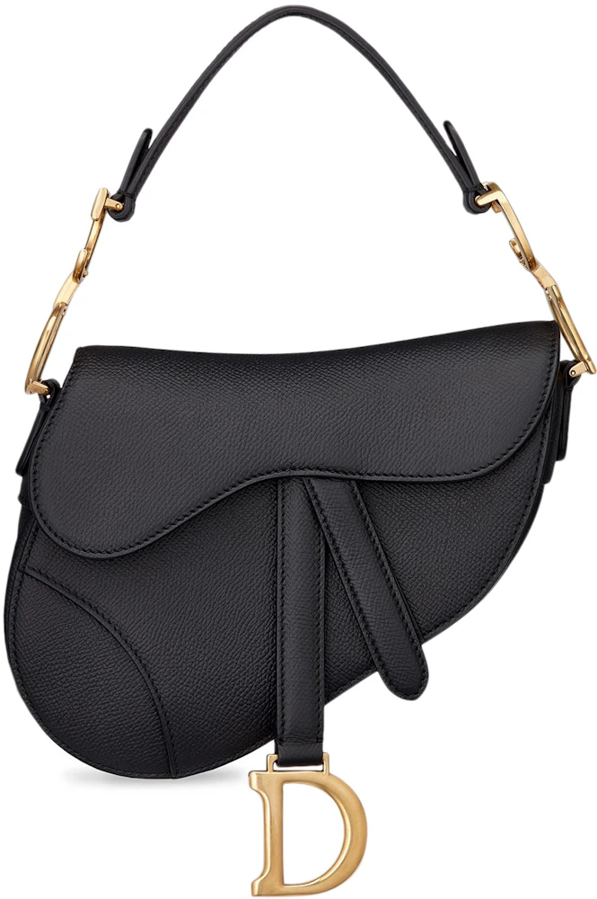 Dior Saddle Bag Calfskin Mini Black in Embossed Calfskin with Aged  Gold-tone - US