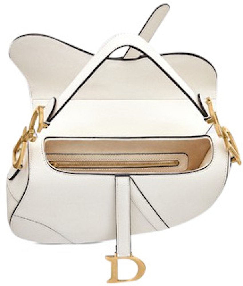 Dior Saddle Bag Off-White in Grained Calfskin with Aged Gold-tone
